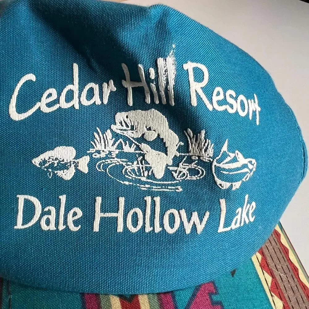 Vintage Cedar‎ Hill Resort Dale Hollow Lake Snapback Hat Aztec Brim YoungAn